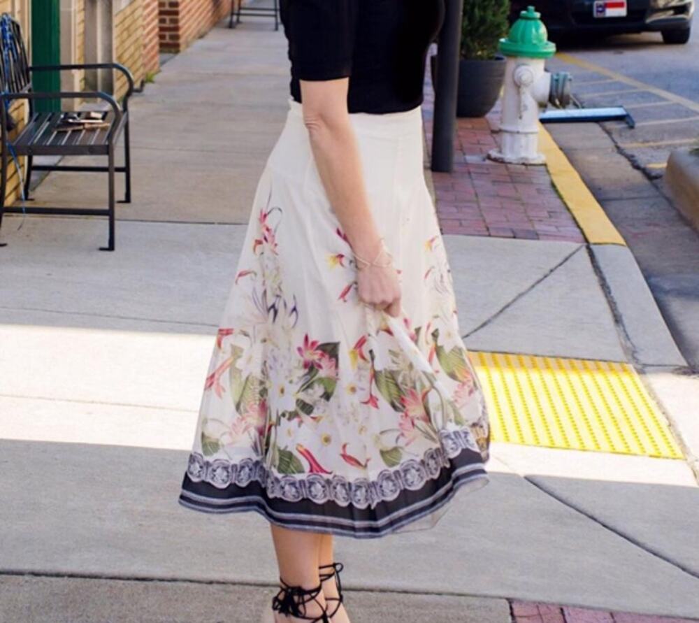 Soft Surroundings Spring Meadows Floral Midi Skirt 1X Boho Cottagecore Preppy